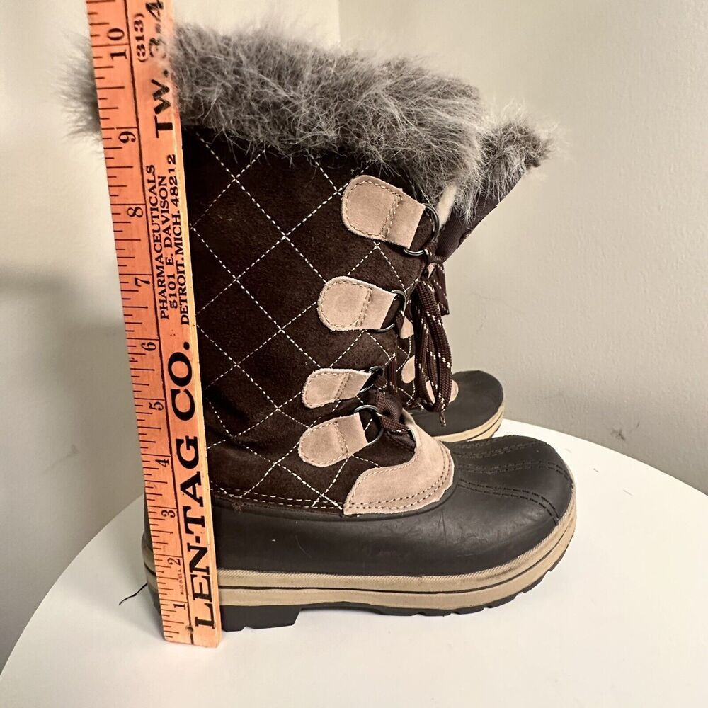 Polar Edge Thinsulate Suede Leather Faux Fur Boots Winter Womens Sz 7 Gorpcore - Picture 11 of 16